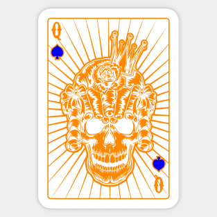 Queen of Spades Orange Skull Sticker